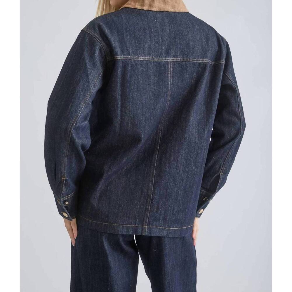 NEW BLU PEPPER oversize corduroy collar shirt jacket in denim - Picture 4 of 6